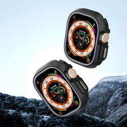 Чехол-бампер для часов Apple Watch Ultra 1 и 2 размер 49мм, черный с серой вставкой (Black/Gray) от Dux Ducis, серия Bamo Series Case