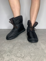 Угги Shems 816-23 дутые утепленные с кожаной вставкой\Черный оптом