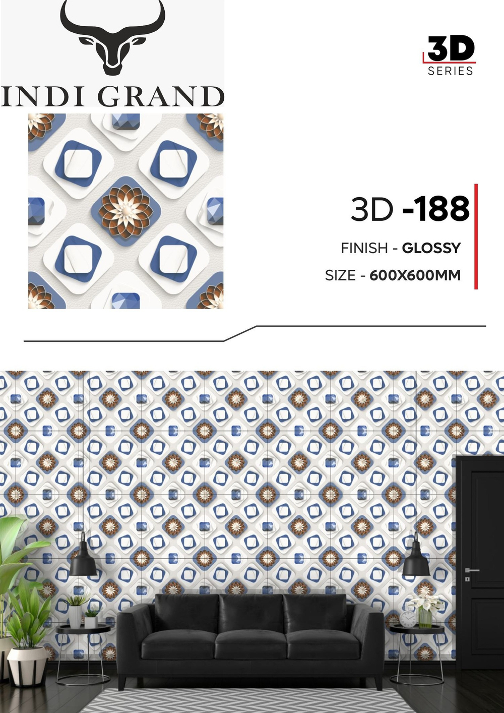 Керамогранит 3D 60х60 glossy - 188