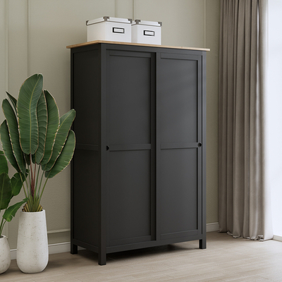 Шкаф Хемнэс/Кымор, 120х197х59см, черный/светло-коричневый