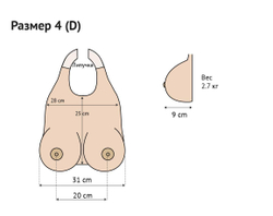 Силиконовая накладная грудь, Размер D (4Й) с застежками на шее