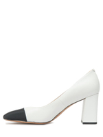 Женские комбинированные туфли белые с черной отделкой