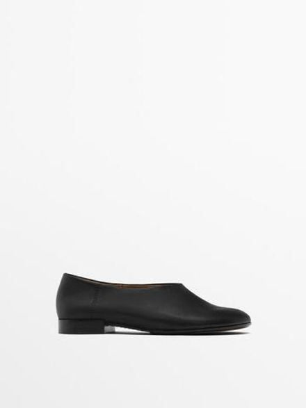 Massimo Dutti Мягкие балетки с круглым носом, черный