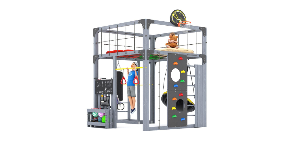 Детская площадка Савушка КУБ-1 (Серый) с подушками