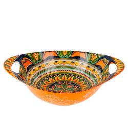 Салатник овальный с ручками "Arabesque" (оранжевый) 22х15,5см (min8) (транспортная упаковка)