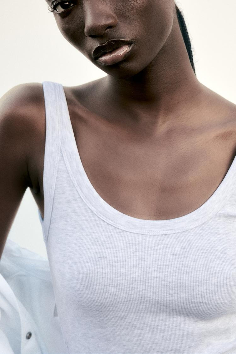 ZARA БОДИ В РУБЧИК, СЕРЫЙ С МЕЛАНЖЕВЫМ ЭФФЕКТОМ