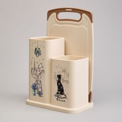 НАБОР AGNESS ИЗ ПОДСТАВКИ И ДОСКИ, СЕРИЯ "LAVENDER CATS"