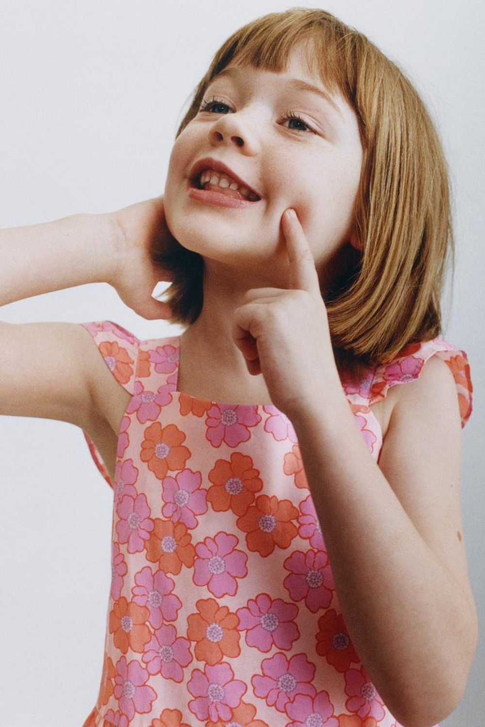 ZARA ДЛИННЫЙ КОМБИНЕЗОН С ЦВЕТОЧНЫМ ПРИНТОМ, ОРАНЖЕВЫЙ