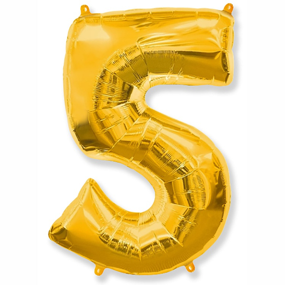 Шар фольгированный Цифра 5 81 см (Золотой)