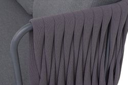 "Ронда" диван 3-местный плетеный из роупа, каркас алюминий темно-серый (RAL7024) муар, роуп серый 40 мм tex, ткань темно-серая 027