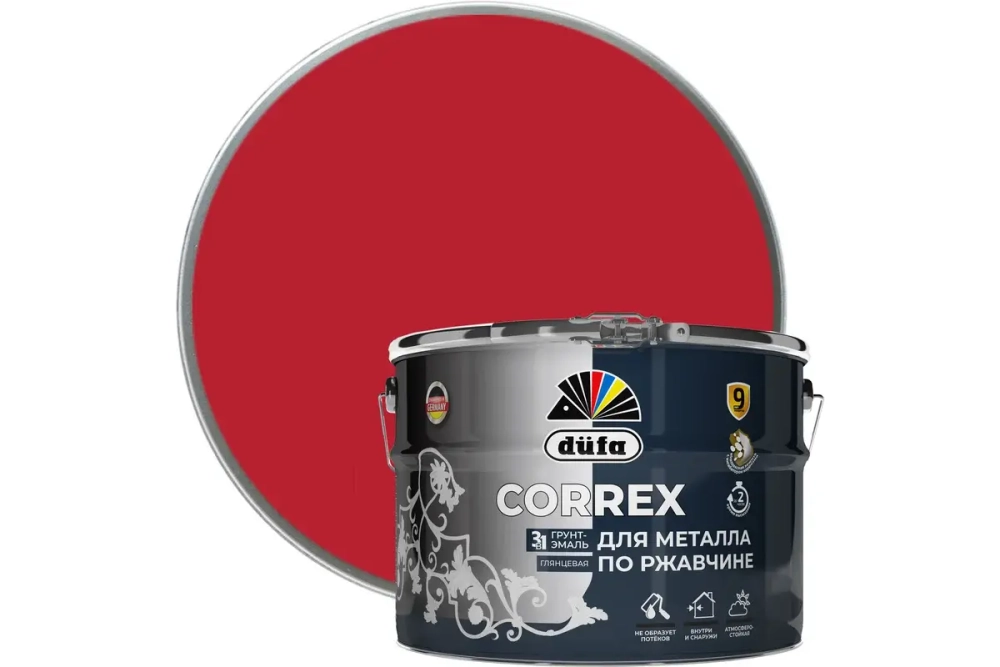 Грунт-эмаль Dufa CORREX 3 в 1 для металла по ржавчине RAL-3001 красный