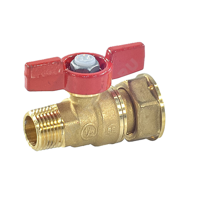 Кран шаровой латунь R254P Ду 20 Ру42 НР/нак. гайка бабочка красная с накидной гайкой для счетчиков Giacomini R254PY004