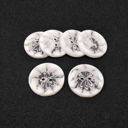 Т196   декор пришив.элемент, 25 мм, цв.белый с узором