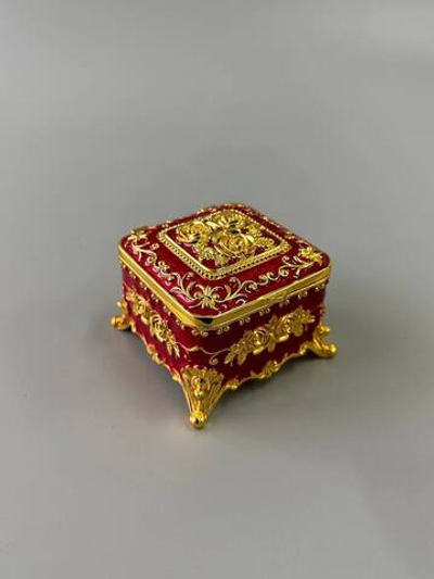 Шкатулка "Винтаж" со стразами с крышкой. Турция (красная)