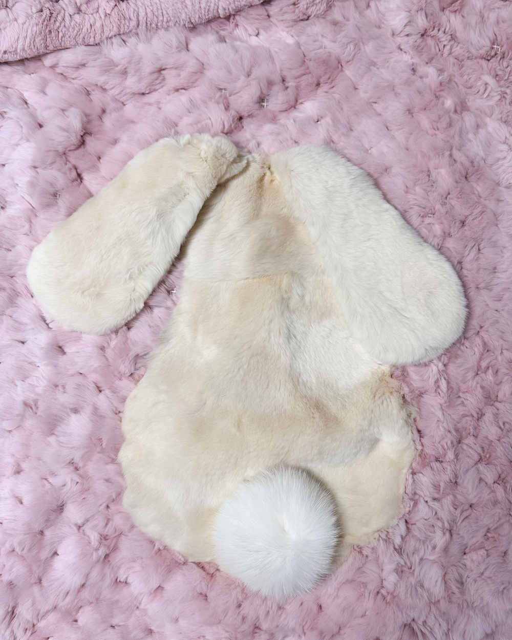 Вязаный детский плед из натурального меха рекс "Зайчик" 120х80 см (розовый)