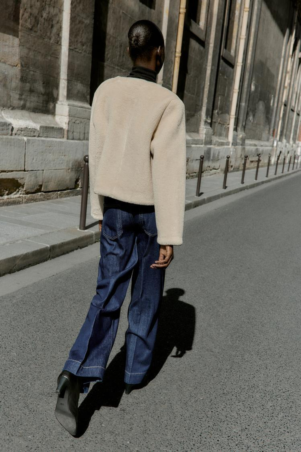 ZARA КУРТКА-ДУБЛЕНКА С НАВЕСНЫМИ ЗАСТЕЖКАМИ, ЭКРЮ