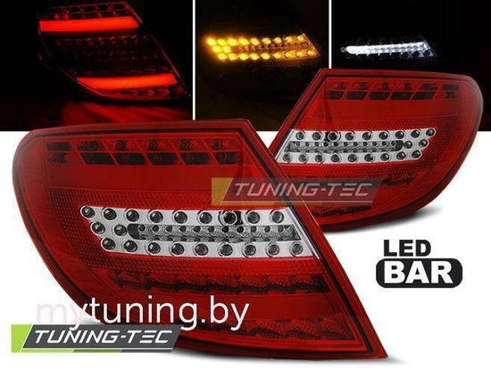 Задние фонари Mercedes C W204 red white led bar