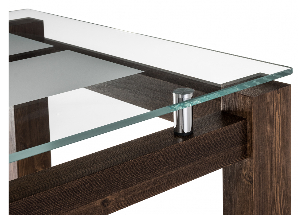 Стол стеклянный Woodville Бран орех кантри, ножки коричневые