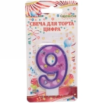 Свеча для торта Цифра Нежность «9» 6 см