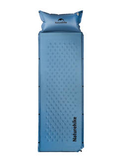 Коврик самонадувной односпальный Naturehike, с подушкой, голубой (NH15Q002-D)