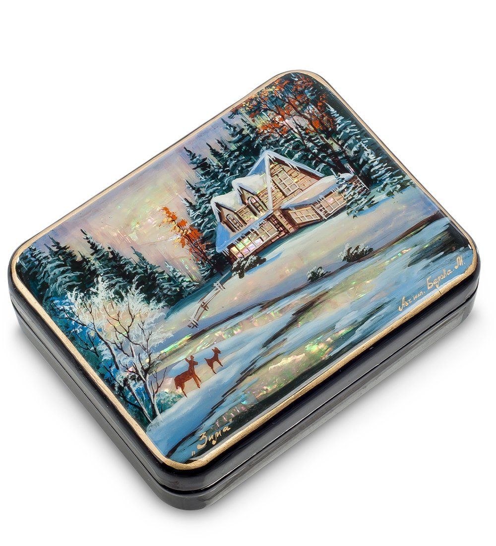 Народные промыслы ШК-55/ 22 Шкатулка «Зимний пейзаж» Белова