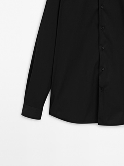 Massimo Dutti Рубашка облегающего кроя из эластичной ткани, черный
