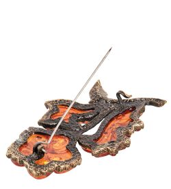 AM-2266 Брошь «Броваллия» (латунь, янтарь)