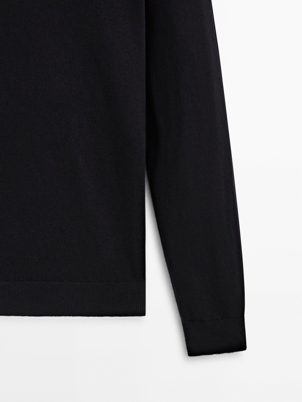 Massimo Dutti Свитер из смесового хлопка с высоким воротником, черный