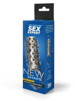 Дымчатая насадка на пенис с шипами и выпуклостями - 12,5 см. (Цвет: дымчатый)