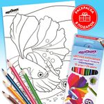 Карандаши цветные с двухцветным грифелем ЮНЛАНДИЯ "МОРСКИЕ ЖИТЕЛИ", 24 цвета, 12 штук, 181587