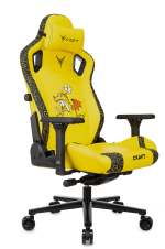 Кресло игровое Knight Craft Dragon, желтое, с рисунком, из эко.кожи