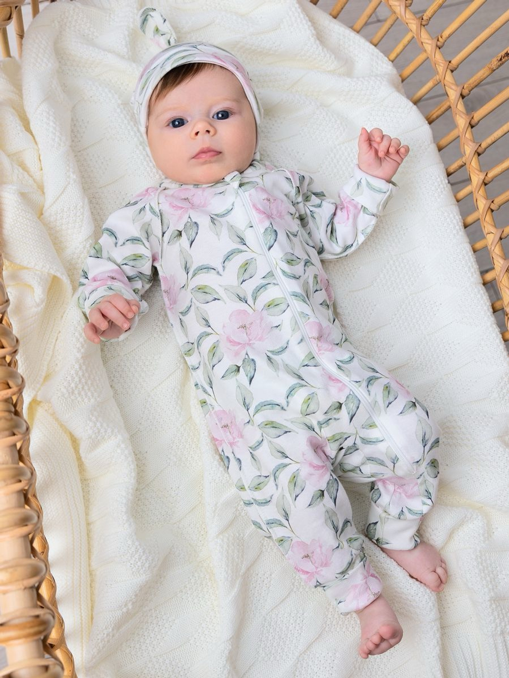 Комбинезон растущий "Пионы", Крем