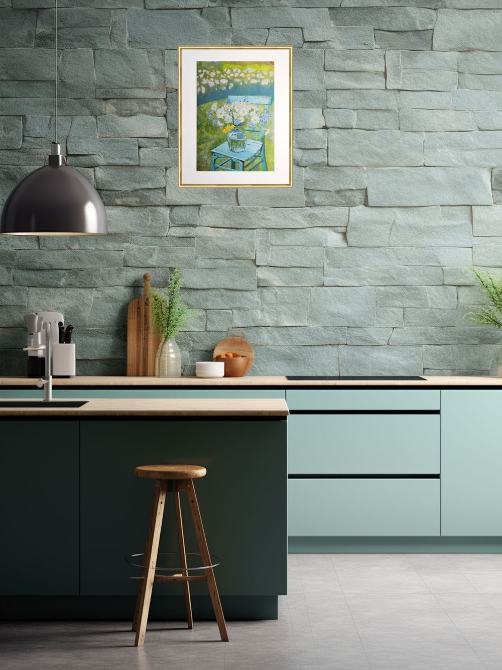 Картина авторская маслом на холсте в паспарту 40х50 см на стену для интерьера "Полевые цветы"