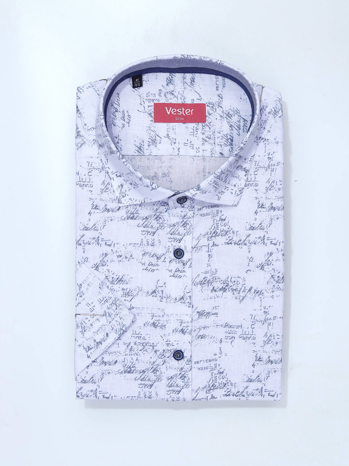 Сорочка мужская VESTER короткий рукав, газетный рисунок 76518 41