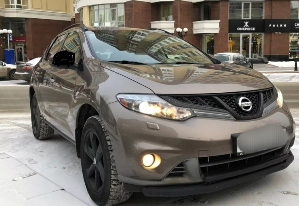 Защита переднего бампера Nissan Murano (2010-2015) d57+d42 серебристая