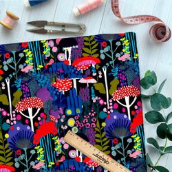 Ткань премиум интерлок неоновый лес