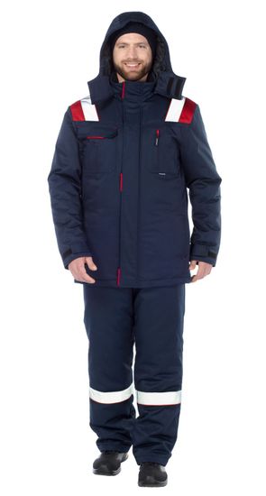 Костюм зимний "Анкер" полукомбинезон (синий/красный)