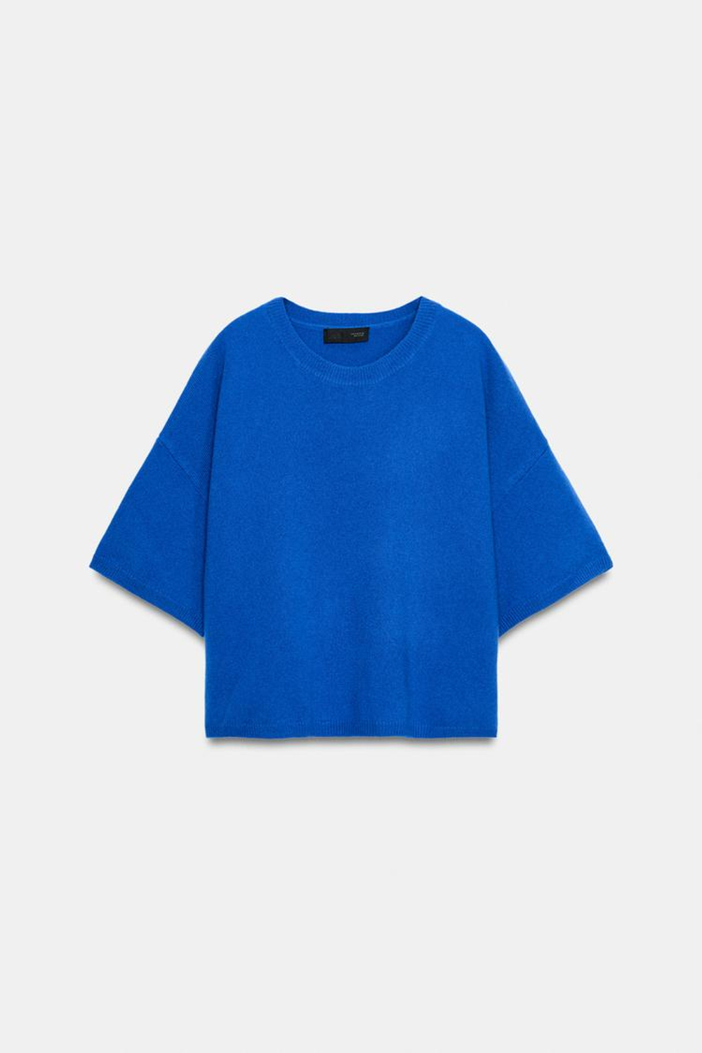 ZARA СВИТЕР ИЗ 100% ШЕРСТИ С ШИРОКИМИ РУКАВАМИ, ЯРКО-СИНИЙ