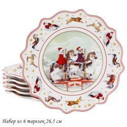 Lenardi 305-170 Набор из 6 тарелок 26,5х2,5см НОВЫЙ ГОД в под.уп.(х6)Фарфор