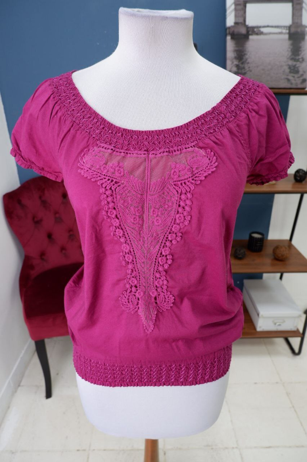 Блузка Tom Tailor с кружевом 42 размер