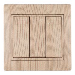 Выключатель Intro Plano 1-106-11 тройной, 10А-250В, IP20, СУ, сосна