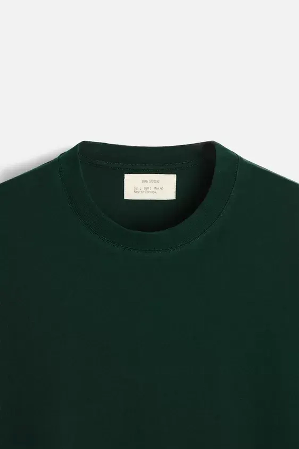 ZARA ФУТБОЛКА MEDIUM WEIGHT, ТЕМНО-ЗЕЛЕНЫЙ