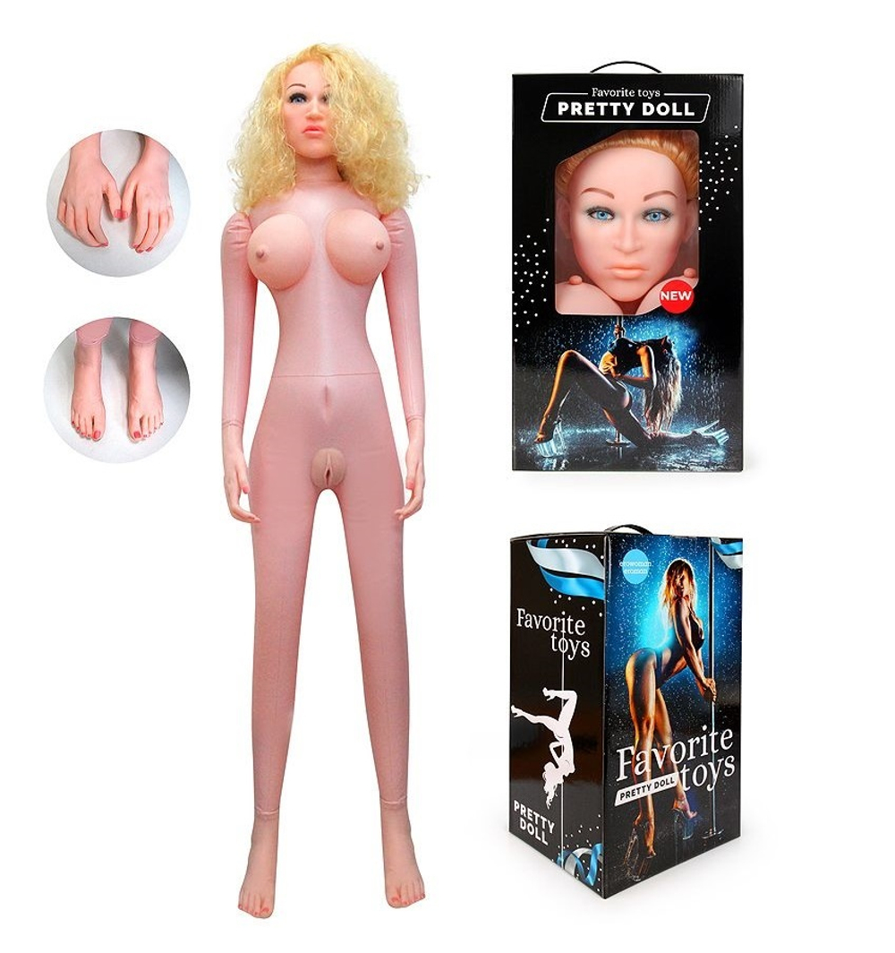 Кукла надувная с вибрацией и реалистичной головой Анжелика два отверстия 155 см