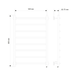 Полотенцесушитель MIXLINE CAPELLA  80х50 (кноп выключ, 340 Вт, 8 перекладин, правый) электрический