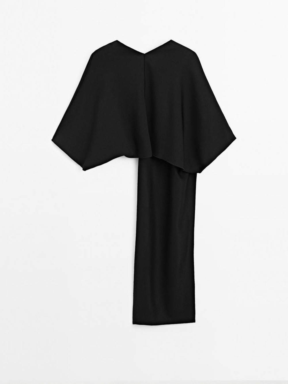 Massimo Dutti Блузка-накидка асимметричного кроя - Studio, черный