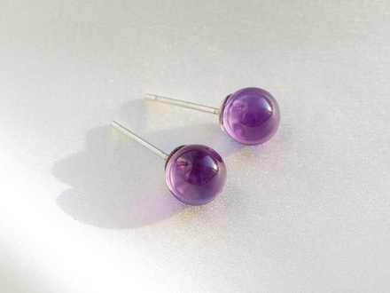 Серьги-гвоздики "Шарик. Аметист" 7мм