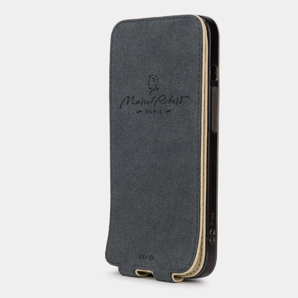 Чехол для iPhone 13 Pro из кожи теленка, цвета молоко