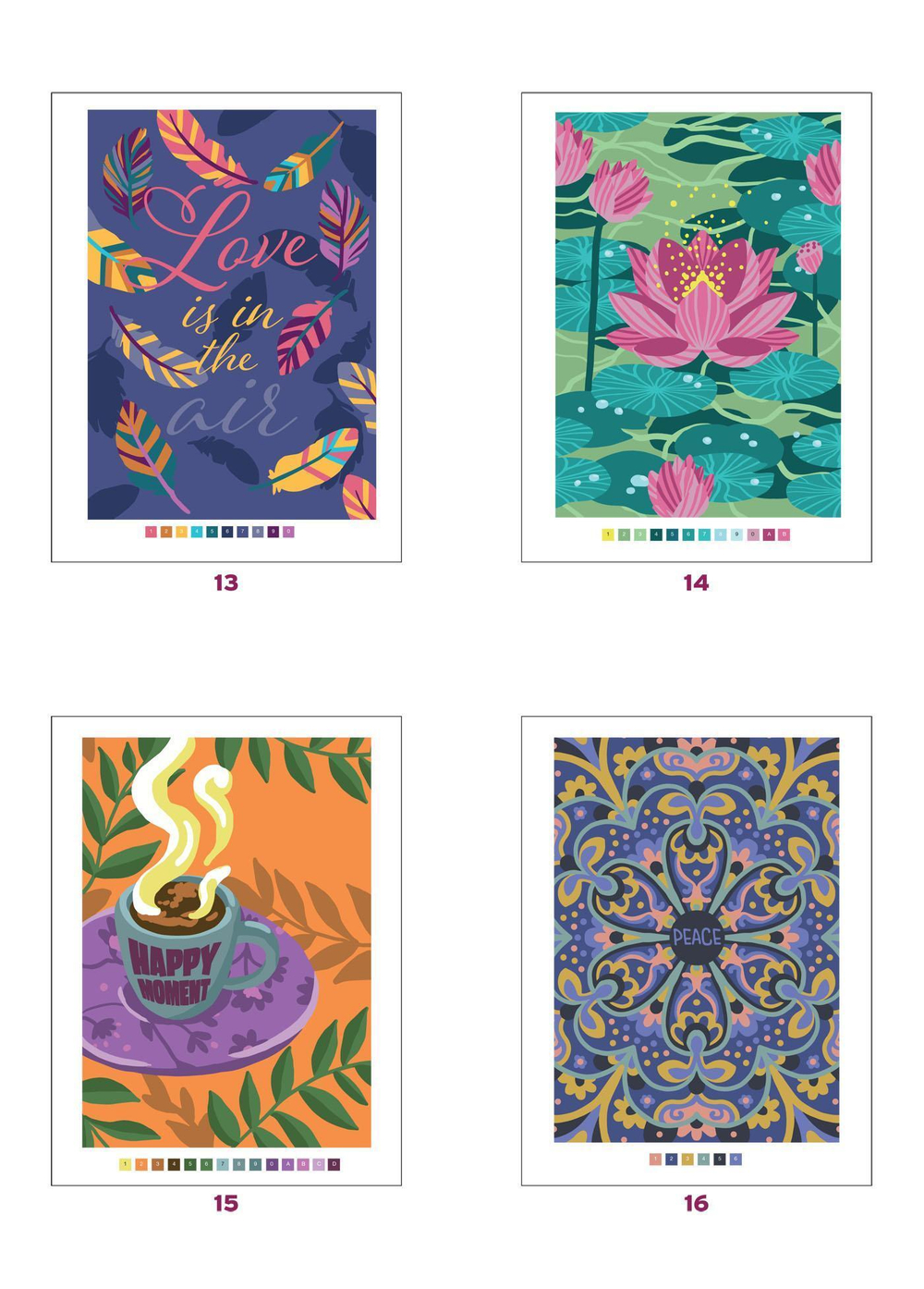 Hachette  раскраска по номерам  Coloriages mystères - Pensées positives