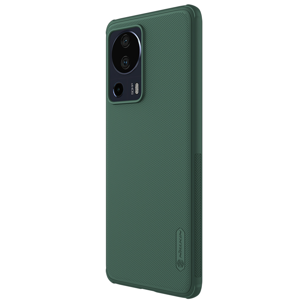 Противоударный чехол зеленого цвета от Nillkin для смартфона Xiaomi 13 Lite и Civi 2, серия Super Frosted Shield Pro