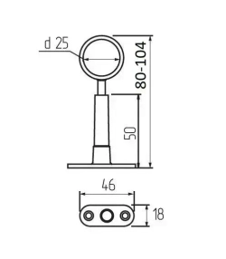Держатель трубы d25 мм регулируемый сквозной (хром) - 1 шт